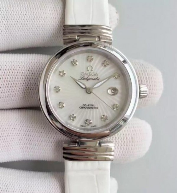 Omega De Ville Lady SS White Dial Leather Strap A8520