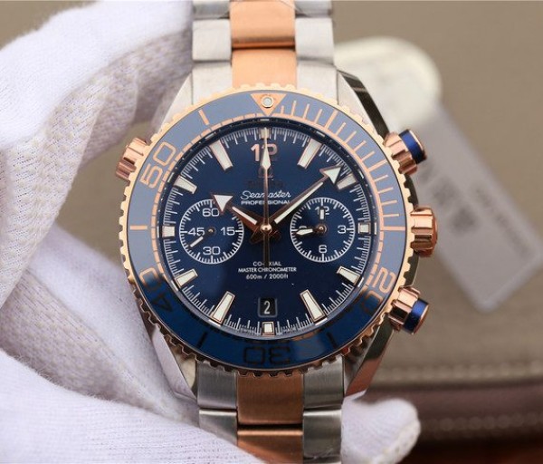 Omega OMF Planet Ocean Master Chronometer SS/RG Blue Polished Bezel Blue Dial SS/RG Bracelet A9901