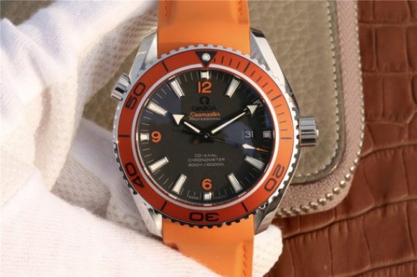 Omega Planet Ocean Professional Orange Bezel 45mm OMF Rubber Strap A8500