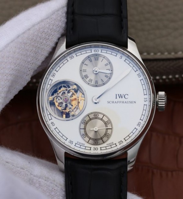 IWC BM Portuguese Flying Tourbillon SS White Dial 2 Sub Dials