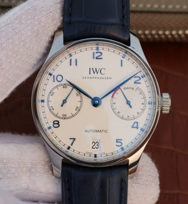 IWC ZF Portuguese IW500705 White Dial Blue Markers Leather Strap V3