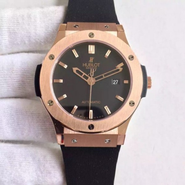 Hublot Big Bang Classic Fusion RG Black Dial Rubber Strap RG Bezel Black A2824