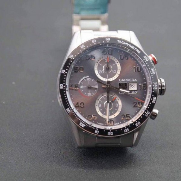 Tag Heuer Carrera Calibre 1887 SS V6 Ceramic Bezel Gray Dial SS Bracelet